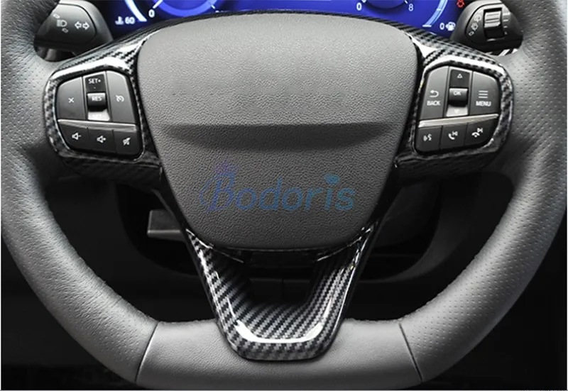 

For Ford Escape Kuga 2020 2021 Carbon Fiber Color Steering Wheel Cover Panel Garnish Moulding Trim Car Styling Accessories