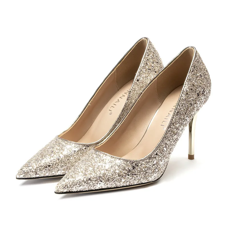 

9cm New Fashion Square Pointed Toe Pumps High Heels Wedding Banquet Women Champagne Shoes 41 42 43