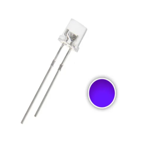 100 шт., 5 мм, плоская верхняя УФ-лампа, фиолетовая искусственная прозрачная лампа, Ультраяркий широкоугольный Ультрафиолетовый фонарь 395нм-400нм, фонари, бусины