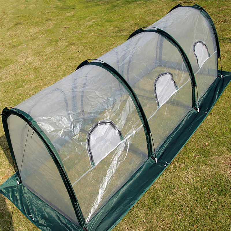 Portable Greenhouse Cover PE Garden Heat Preservation Tunnel Tent Plant Growth Tent With Roll-Up Zipper Door