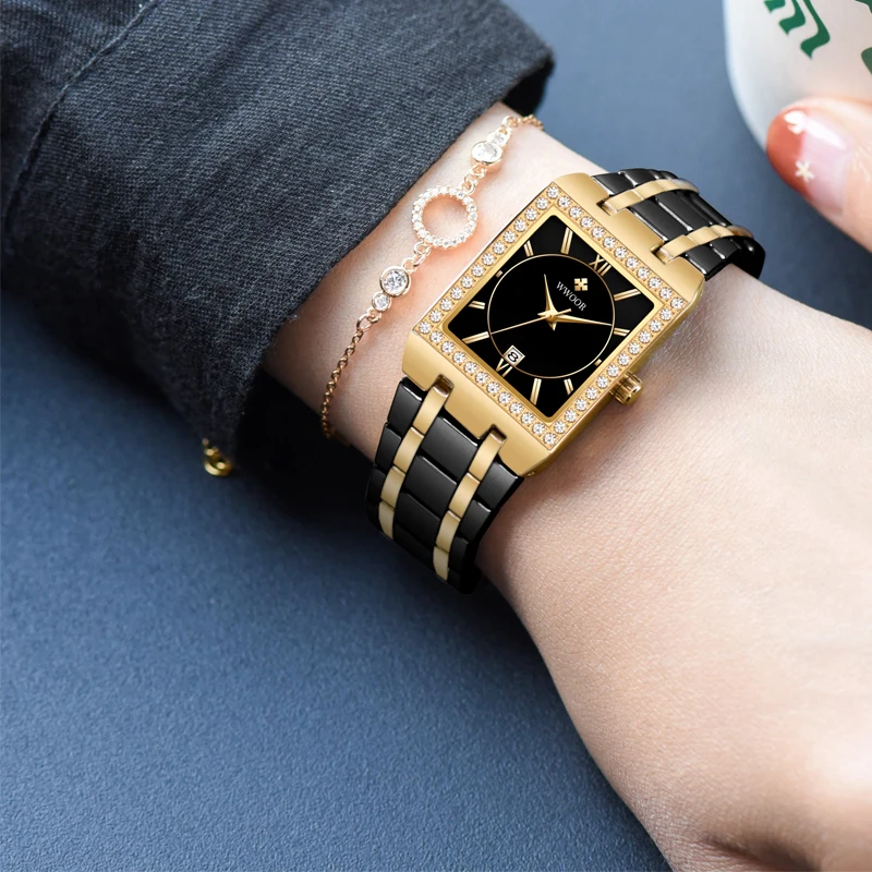 WWOOR Elegant Women Watch Lady Fashion Brand Diamonds Wristwatch Japan Movement Stainless Steel Gift for Female Relogio Feminino