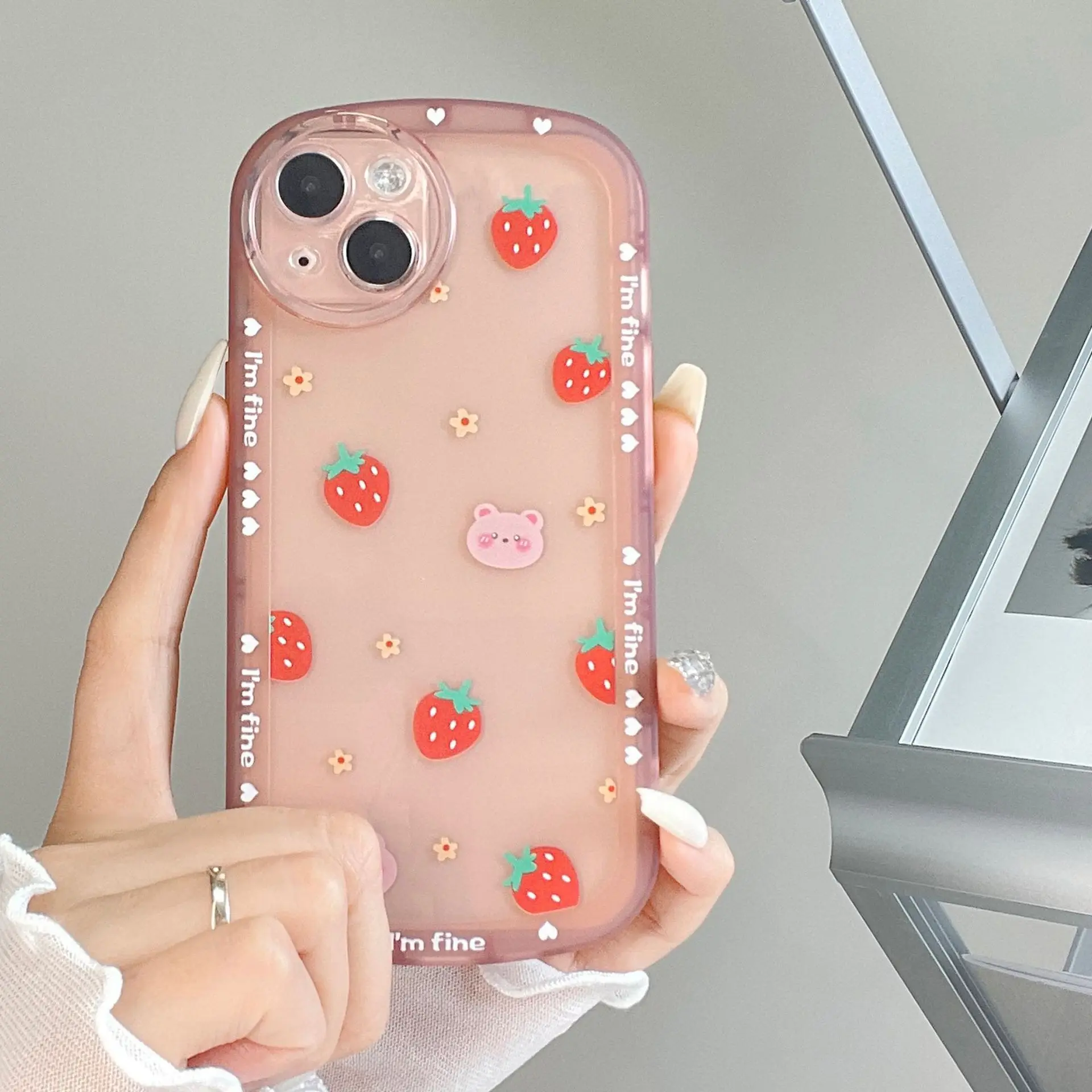 

Ins Cute Doodle Strawberry Soft Shell Phone Case For iphone 14 13 12 11 Pro Max X XS XR 8 7 Plus SE Soft Shockproof Cases Cover