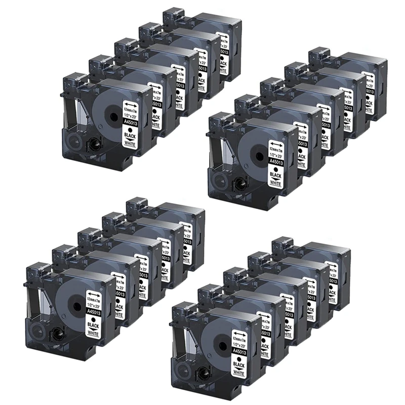 

20Pcs For Dymo D1 Label Maker/Tape 45013 Black On White Label Ribbons Compatible For Dymo Label Manager 160 210 450 280
