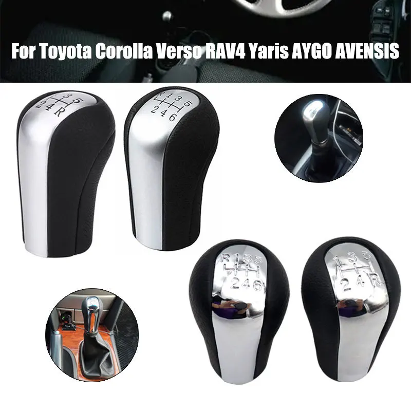 

5/6 Speed MT Car Gear Shift Knob PU Leather For Toyota Corolla Verso RAV4 Yaris AYGO Gearshift Shifter Lever Stick
