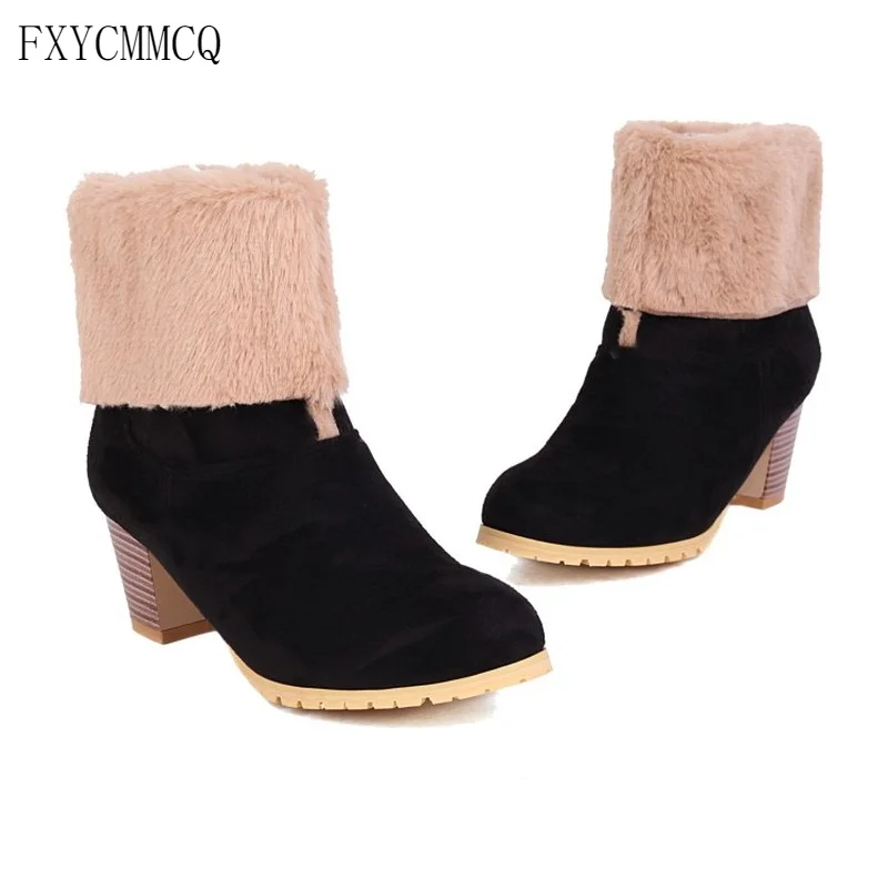 

FXYCMMCQ Winter Thick Heel Pointed Mid-tube Boots Women's Warm Shoes L-20