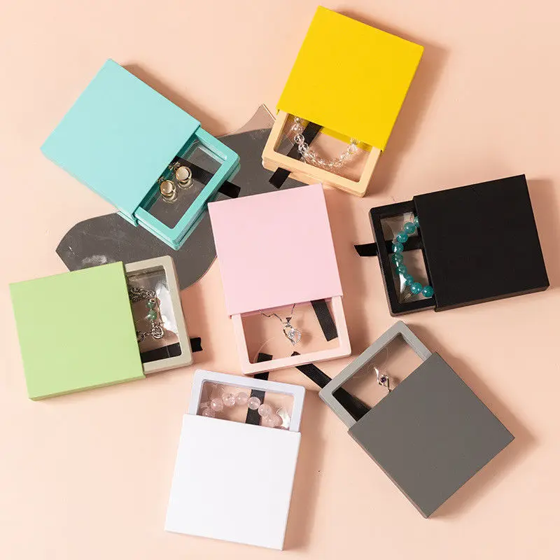 

Jewelry Storage Box Travel Protable Drawer PE Film For Ring Necklace Earring Bracelet Anti-Oxidation Seal Display Case Wholesale