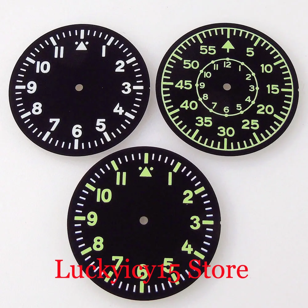 

Green Luminous 35.5mm Fit NH35 NH36 MIYOTA 8215 MINGZHU 2813 ETA PT5000 Movement Automatic Sterile Watch Black Dial