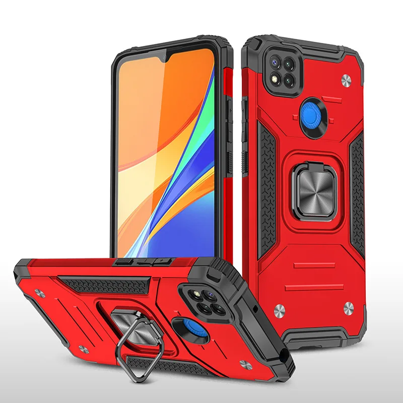 

Armor Shockproof Case For Xiaomi Redmi 9C NFC Luxury Military Protection Bumper Defender Magnet Car Holder Ring Case Cover Coque