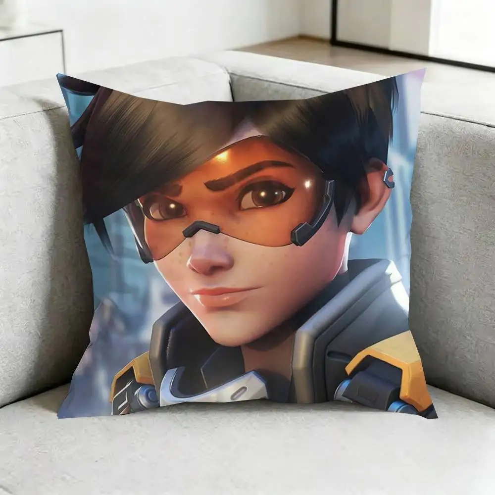Фото Наволочка Pop Game O-Overwatch-H, квадратная двусторонняя наволочка для дивана, чехол для подушки для спальни, прикроватная подушка, подарок №5