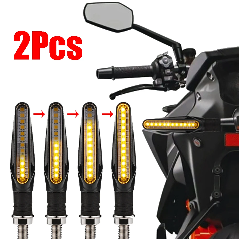 

2Pcs Motorcycle Turn Signal Light Universal 12V Led Moto Flowing Water Blinker Bendable Motorcycle Flashing Lights Signal Lamp