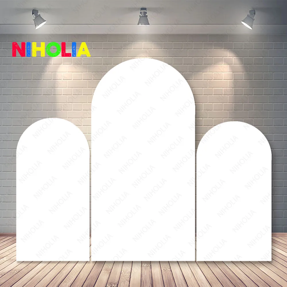 

Niholia Pure White Arch Covers Photography Backdrop Wedding Birthday Party Doubleside Background Polyester Photo Booth Props