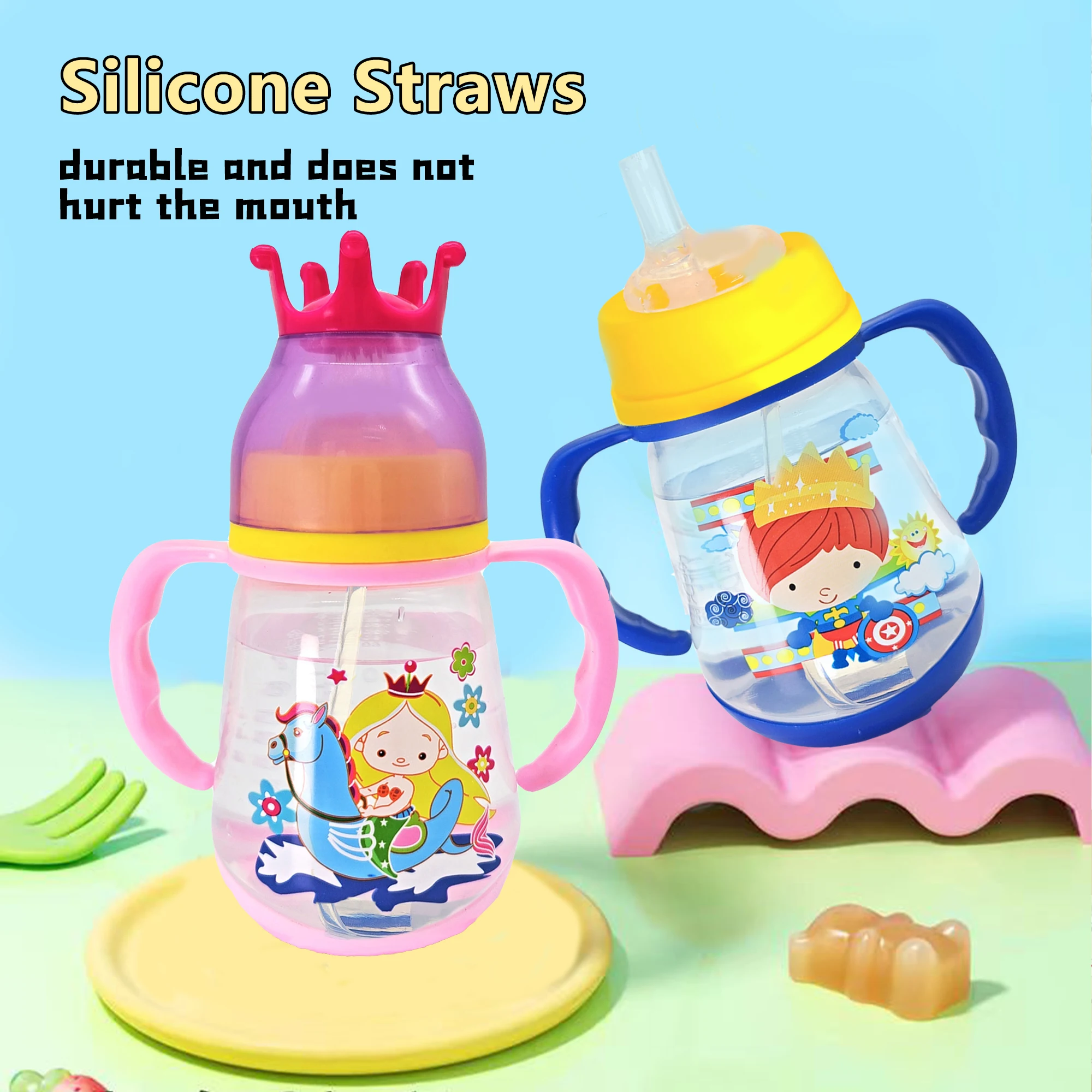 Силиконовая Детская Бутылочка Для Новорожденных С Мультяшным Дизайном