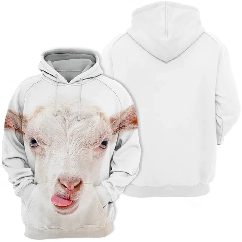 2024 Fashion Sweatshirts For Men Goat 3D Print Pattern Harjauku Funny Oversized Hoodie Hip Hop Trend Streetwear Holiday Pullover