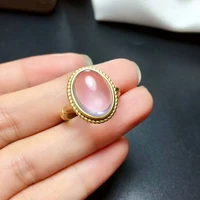 meibapj 1014 natural rose quartz gemstone fashion ring for women real 925 sterling silver fine charm jewelry