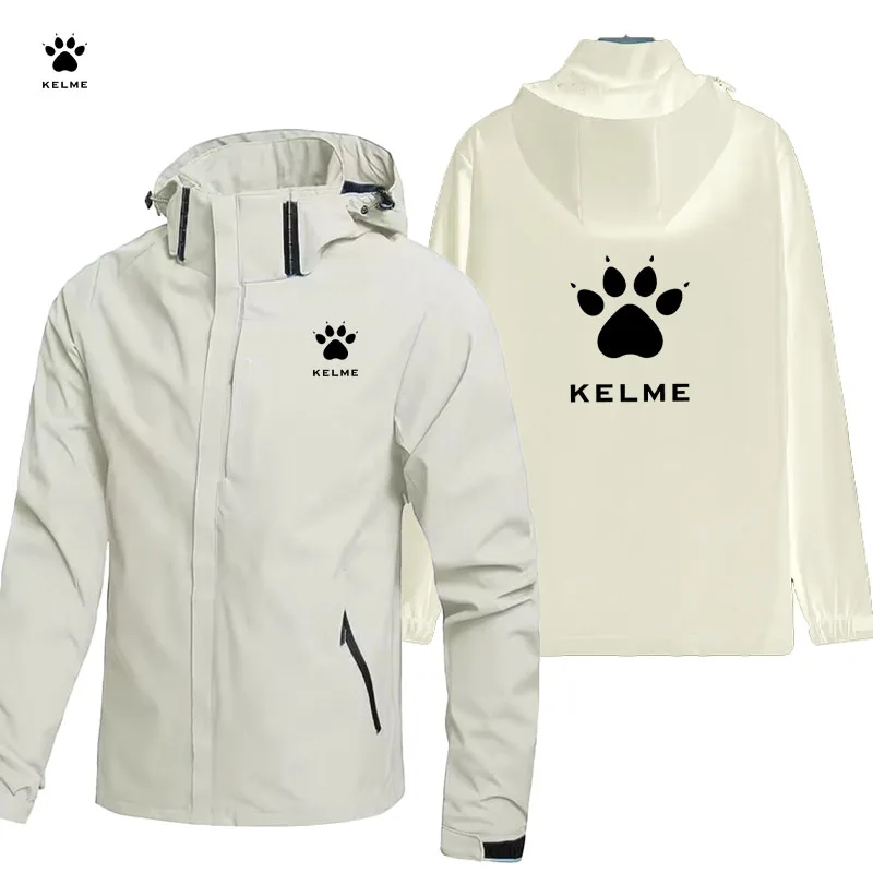 Фото Спортивная ветровка KELME LOGO, мужская ветрозащитная и водонепроницаемая куртка с капюшоном для бега, весенне-осенняя куртка для тренировок на открытом воздухе №5