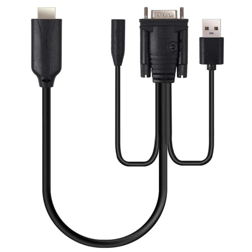 

Адаптер-переходник с HDMI штекер на VGA штекер с гнездом 3,5 мм аудиокабель для ПК ноутбука проектора HDTV