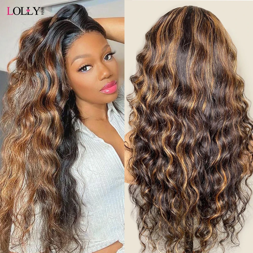 4 27 Highlight Loose Deep Wave Lace Frontal Wig 250 Density Glueless Wig Human Hair Ready To Wear 13x6 13x4 HD Lace Frontal Wig