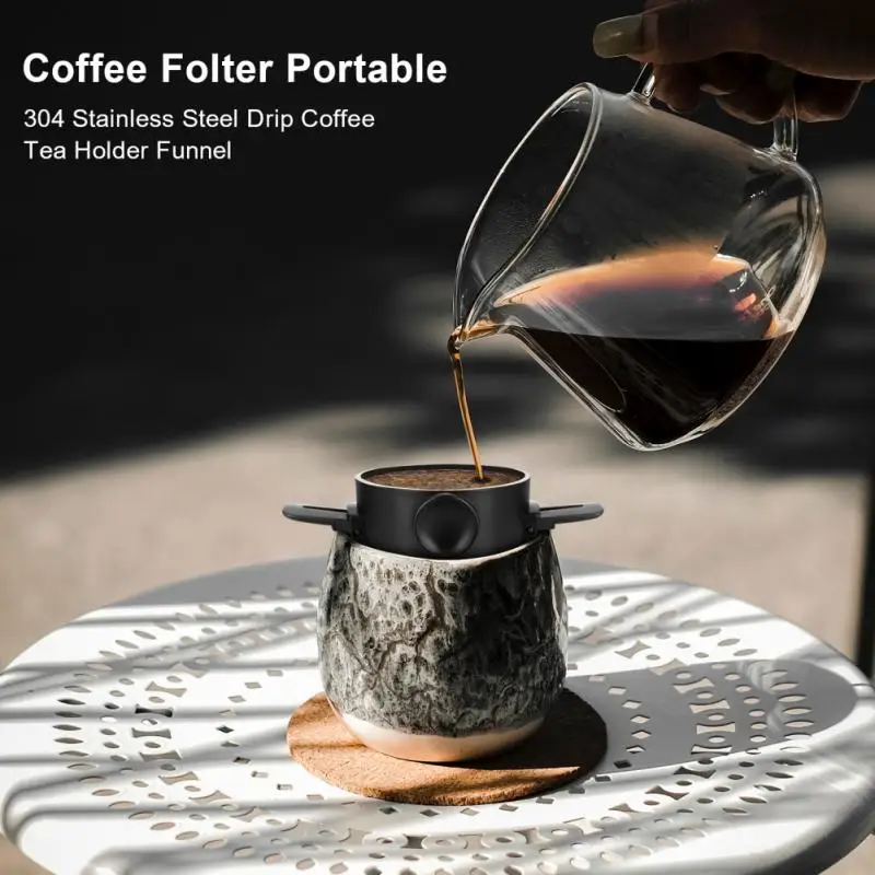 

Складная кофеварка с фильтром из нержавеющей стали, портативный многоразовый держатель для кофе и чая, капельница