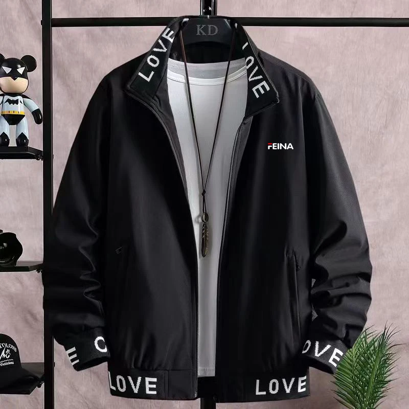 

2023 Embroidery Spring Autumn Men's Stand Collar Casual Zipper Jacket Outdoor Sports Coat Windbreaker Jacket for Men