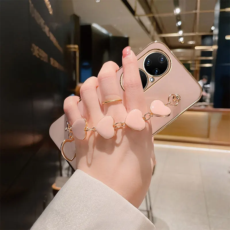 New Luxury Bracelet Cover For Huawei P50 Pro Case For Huawei P50 Silicone Case for Huawei P 50 p30 p20 p40 Lite P50 Pro Case