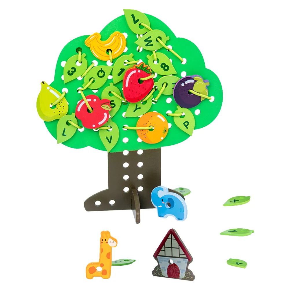 

1 Set of Kids Early Learning Educational Wood Threading Toys Cognitive Toys