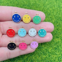 20 pcs round smiley enamel jewelry 2022 new trend ladies fashion exquisite necklace round earring pendant diy making accessories
