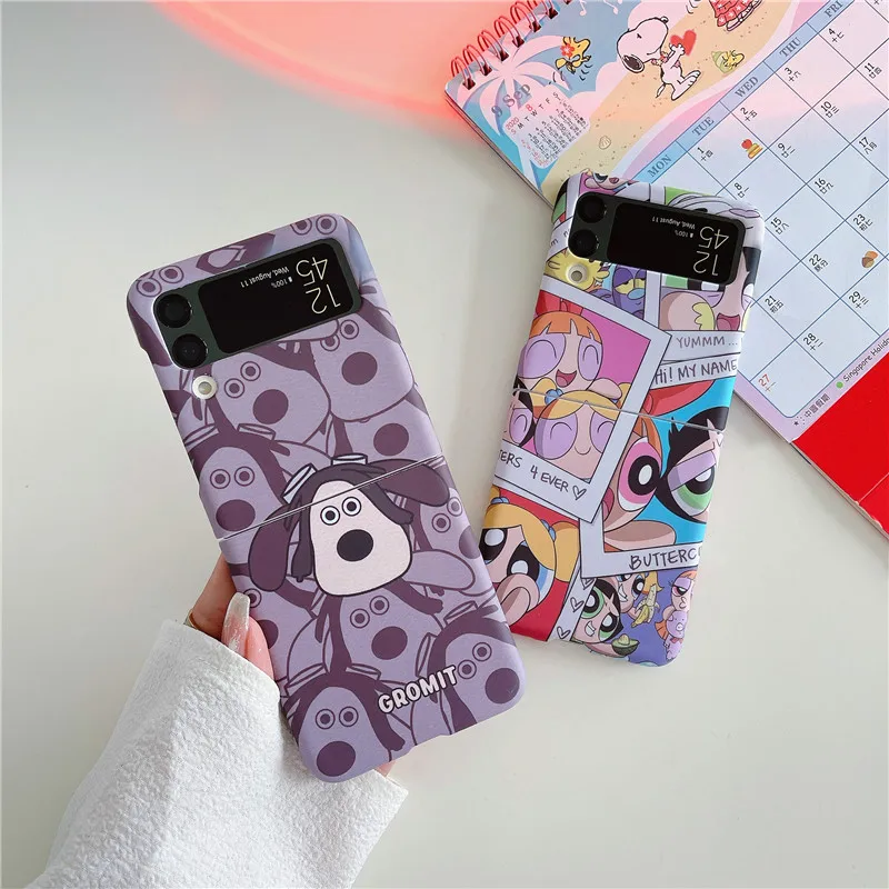 

Cute Powerpuff Girls Gromit Phone Case For Samsung Galaxy Z Flip 3 4 5G ZFlip3 ZFlip4 Flip3 Flip4 Silicone Cover