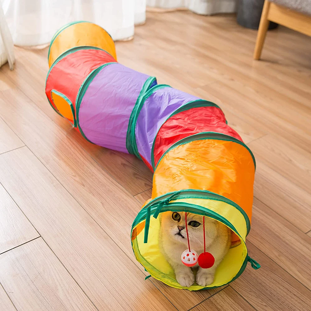 

Cat Tunnel with Play Ball, Interactive Peek-a-Boo Cat Chute Cat Tube Toys, Camouflage S-Tunnel for Indoor Cat for Puppy, Kitty