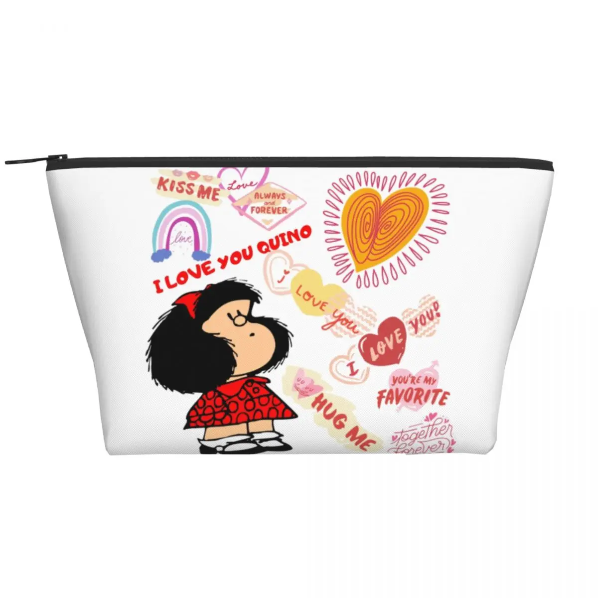 

Косметичка Mafalda Quino в виде комиксов для женщин, милая вместительная Аргентинская мультяшная манга, чехол для косметики, женская косметичка