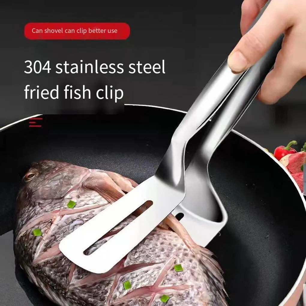 

Frying Shovel Clip Stainless Steel Steak BBQ Tongs Frying Fish Spatula Clip Bread Clip Household Kitchen Tool Spatula tongs