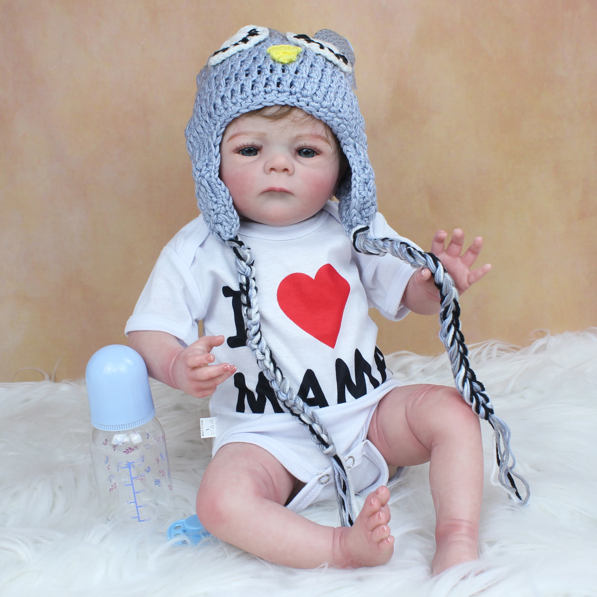 

Reborn Baby Boy Doll 50 CM 3D Skin Visible Veins Realistic Soft Silicone for Boy Cloth Body Bebe Boneca Lifelike Play House Toy