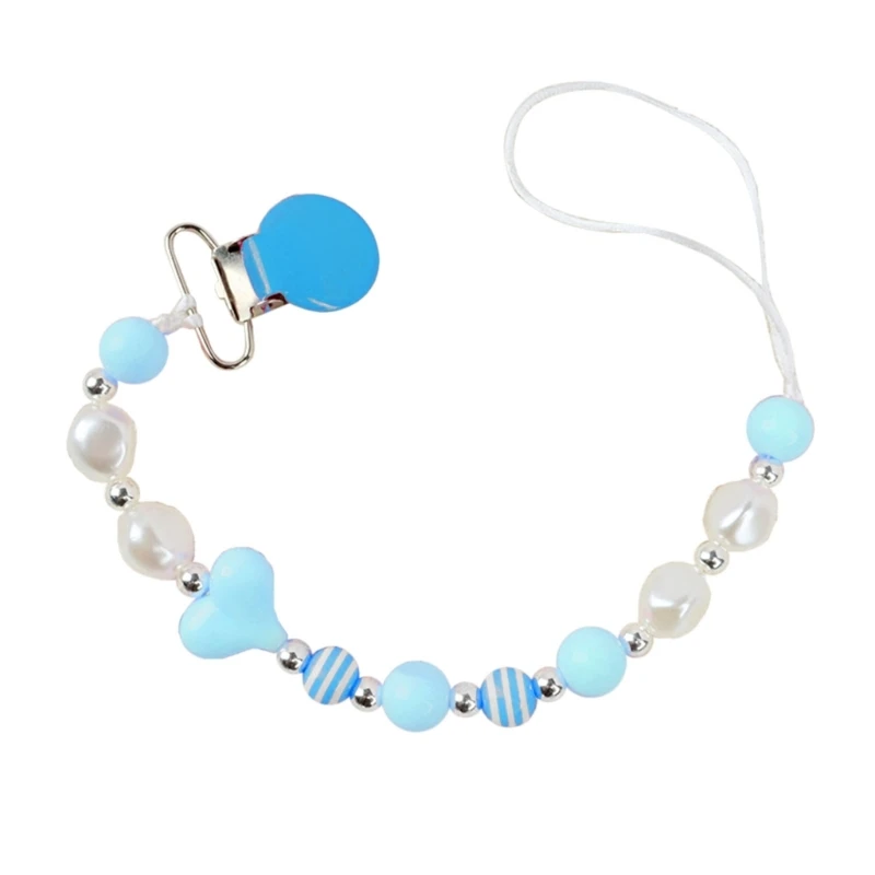

Colorful Round Clip Pearl Crystal Anti-Drop Chain Pacifier Chain Holder Teething