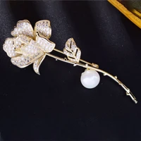 korean style elegant rose brooch zircon brooch waist pin jewelry creative flower corsage accessories female
