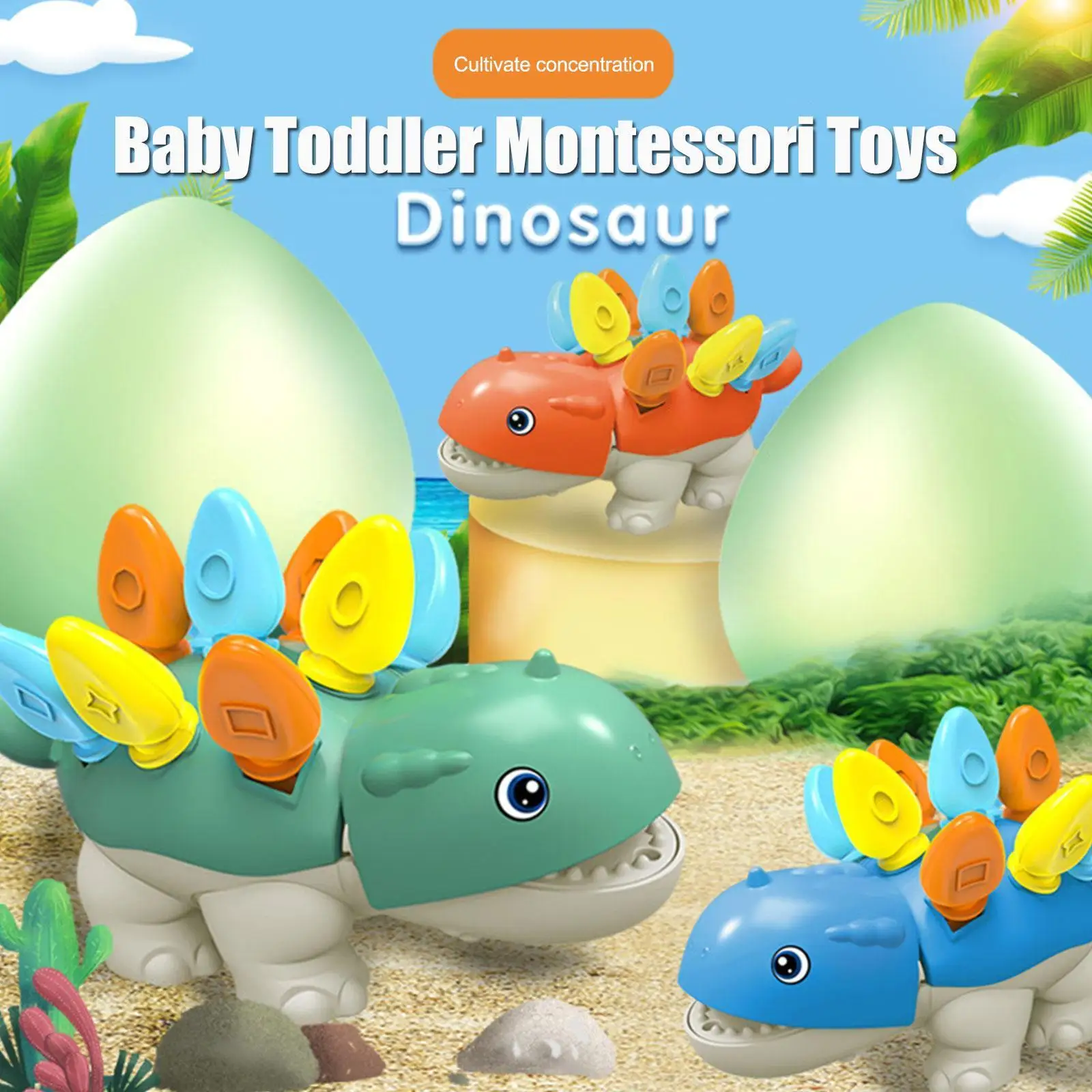 

Dinosaur Fine Motor Skills Sensory Toys Montessori Toys for Babies Learning Educational Baby Games for 1-3 Ages S4Y5