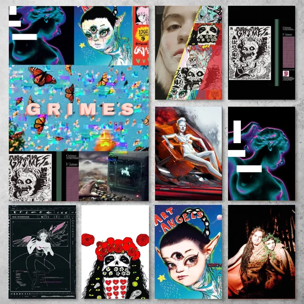 

Grimes Singer Poster Gallery Prints Painting Wall Canvas Pictures Living Room Sticker Small