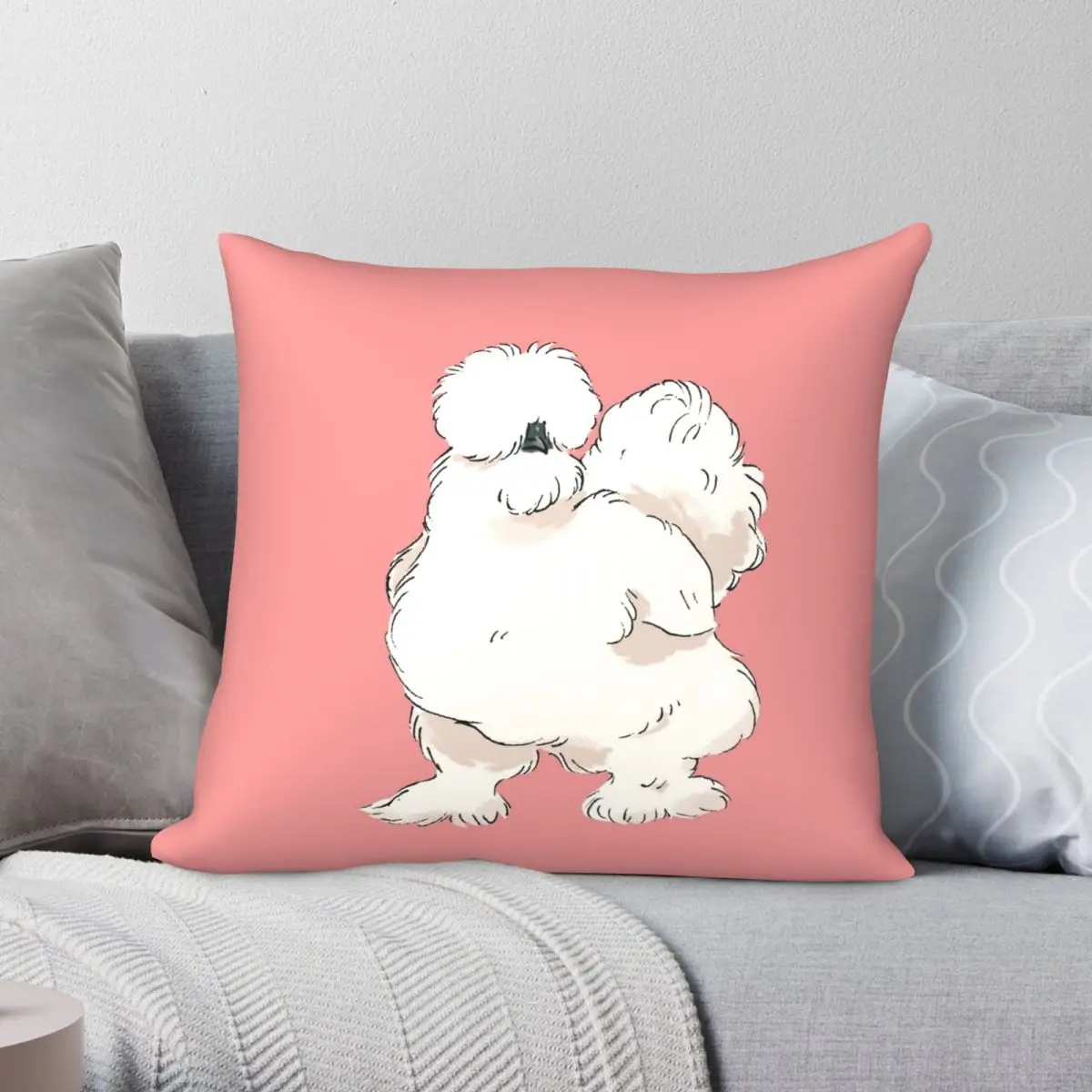 

Silkie Chicken Square Pillowcase Polyester Linen Velvet Printed Zip Decor Room Cushion Case Wholesale