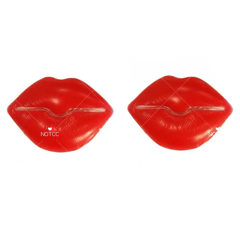NOTCC 5 Pairs Red Lip Shape Silicone Nipple Pasties for Women Rave Party Adhesive Reusable Hot Sexy Nip Covers Bulk Wholesale