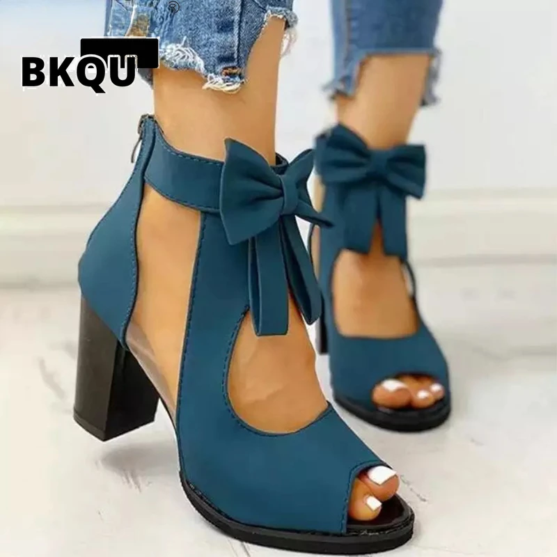 

Сандалии женские на высоком каблуке, элегантные сетчатые босоножки с бантом-бабочкой, молния сзади, с открытым носком, модная обувь для вечеринки, лето