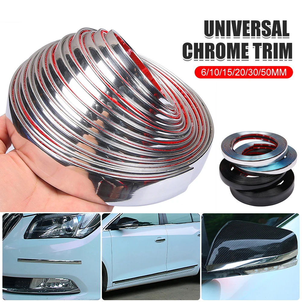 

3/5M Universal Car Chrome Body Strip Bumper Auto Door Protective Moulding Styling Trim Sticker Auto Exterior Accessories