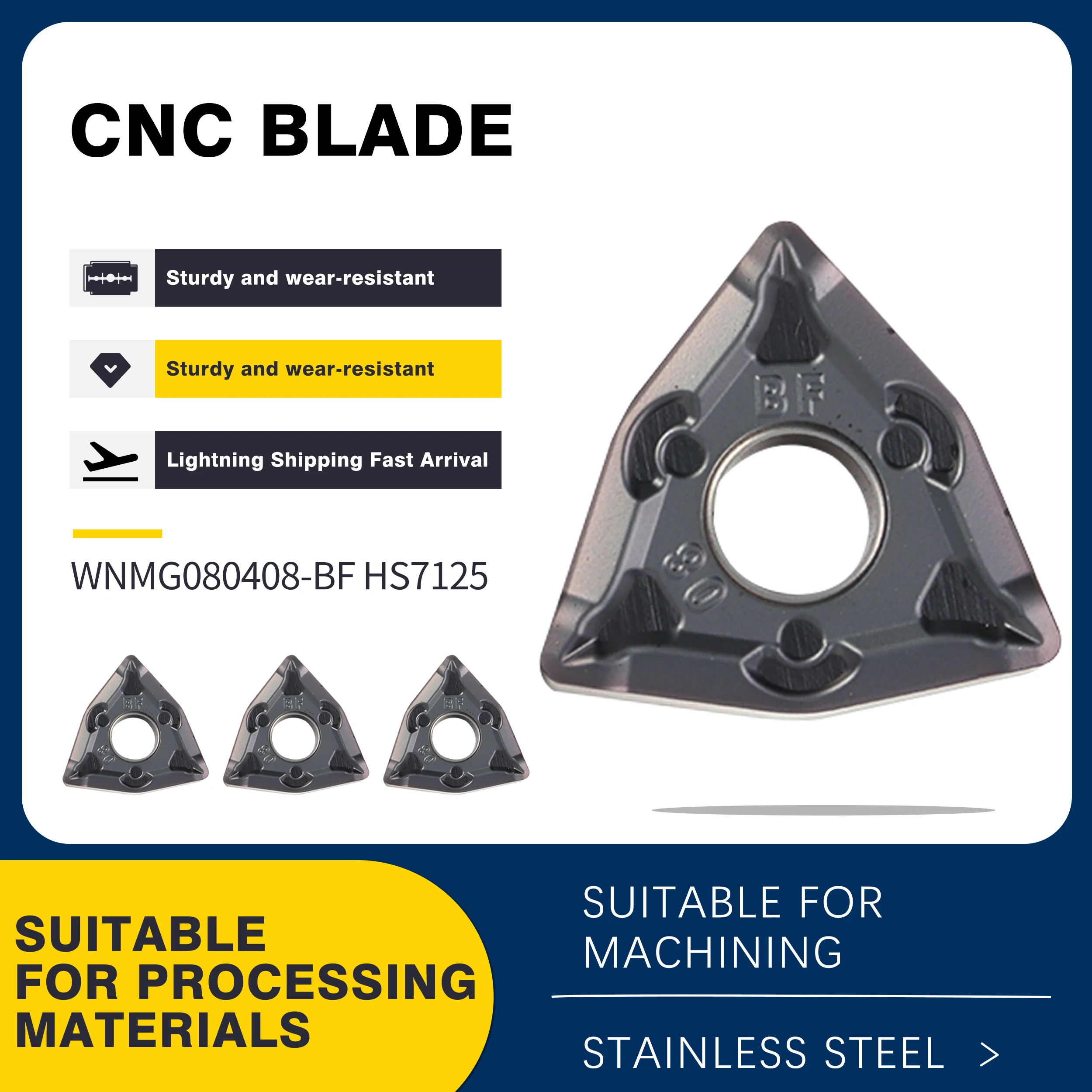 

WNMG080408/WNMG080404-BF WNMG080404/080408-BM CNC Lathe Inserts External Turning Tool High Quality Stainless Steel Carbide Blade