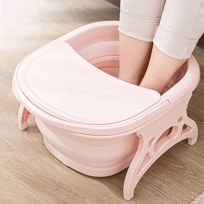 

Footbath Portable Bathtub Plain Foaming Foot Soaking Bucket Massage Bucket Collapsible Footbath Basin with Lid