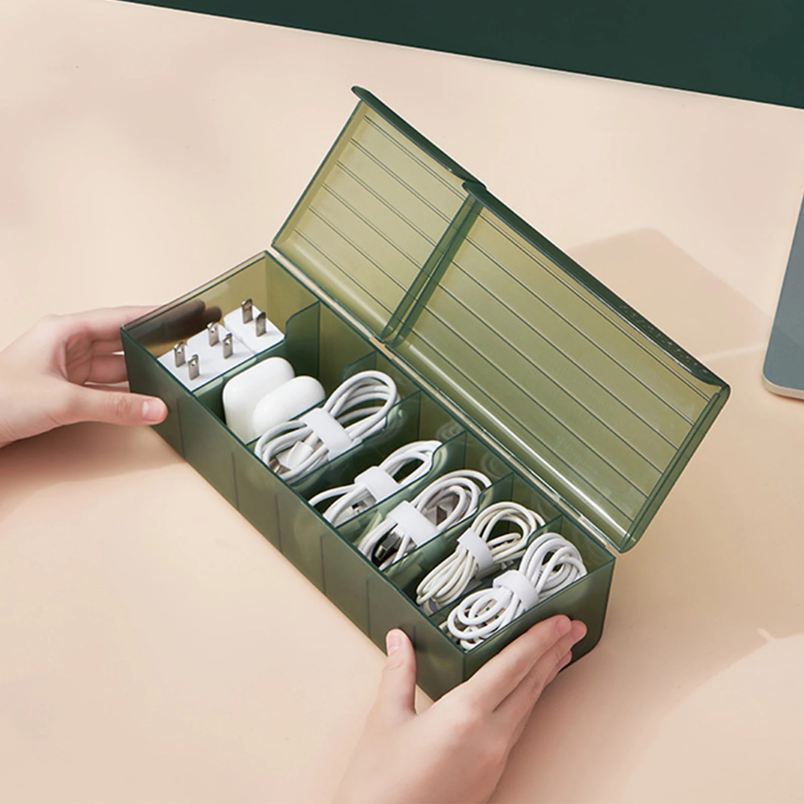 

Covered Data Cable Storage Box Power Charging Cable Finishing Mobile Phone Charger Desktop Cable Box Dormitory Cable Organizer