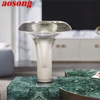 aosong modern mushroom table lamp creative design led grey glass desk light decorative for home study bedroom