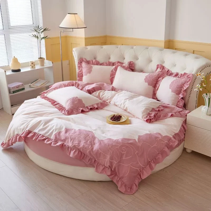 4 шт. летний милый круглый комплект простыней из 100% хлопка наволочки принцессы и