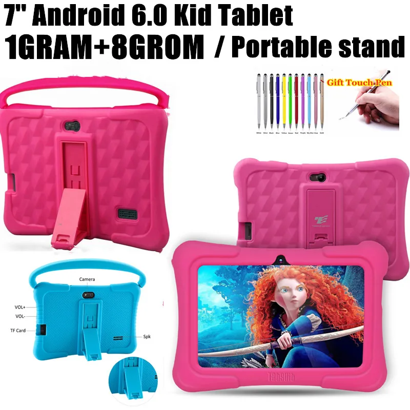Gift Children 7 Inch Android 6.0 KID Tablet 1GB/8GB Q8 1024x 600 Dual Camera Processor With 1.2GHz WIFI Bluetooth-Com  Quad-Core