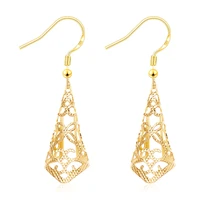 kissitty 1 pair golden cone shape brass filigree dangle earring for women hook earrings jewelry findings gift