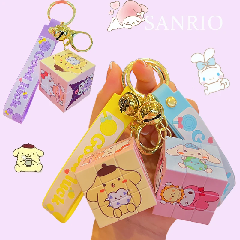 

Kawaii Sanrio Hello Kitty Kuromi Charm Cinnamoroll My Melody Cartoon Anime Tesseract Puzzle Decompression Schoolbag KeyChain