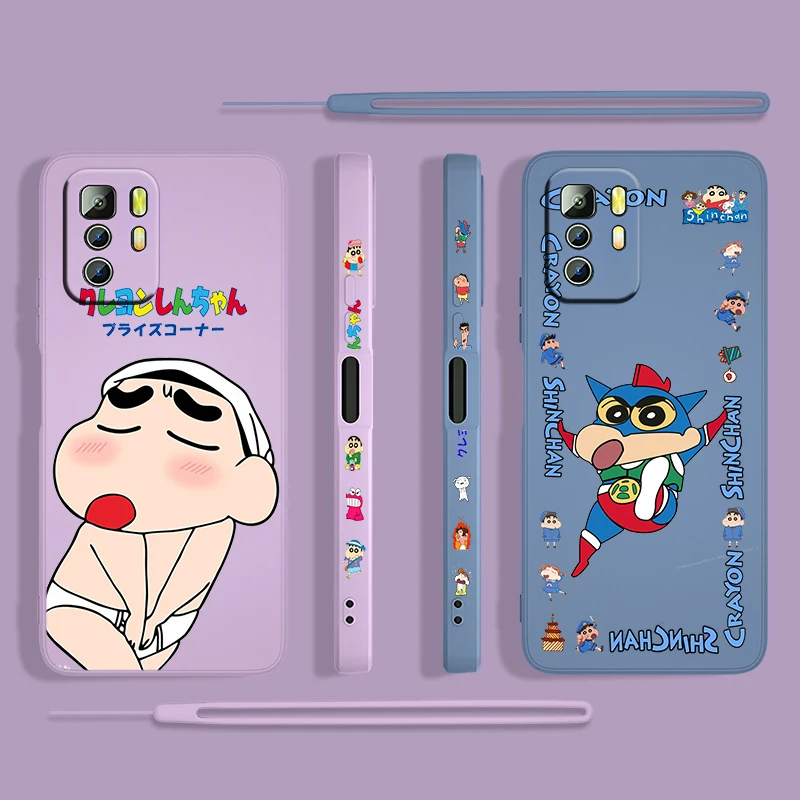 

Crayon Shinchan Cute Anime For Xiaomi Redmi Note 11 11S 10 10S 9 9S 9T 8 8T 7 5 Pro 4G 5G Liquid Left Rope Phone Case Cover Capa