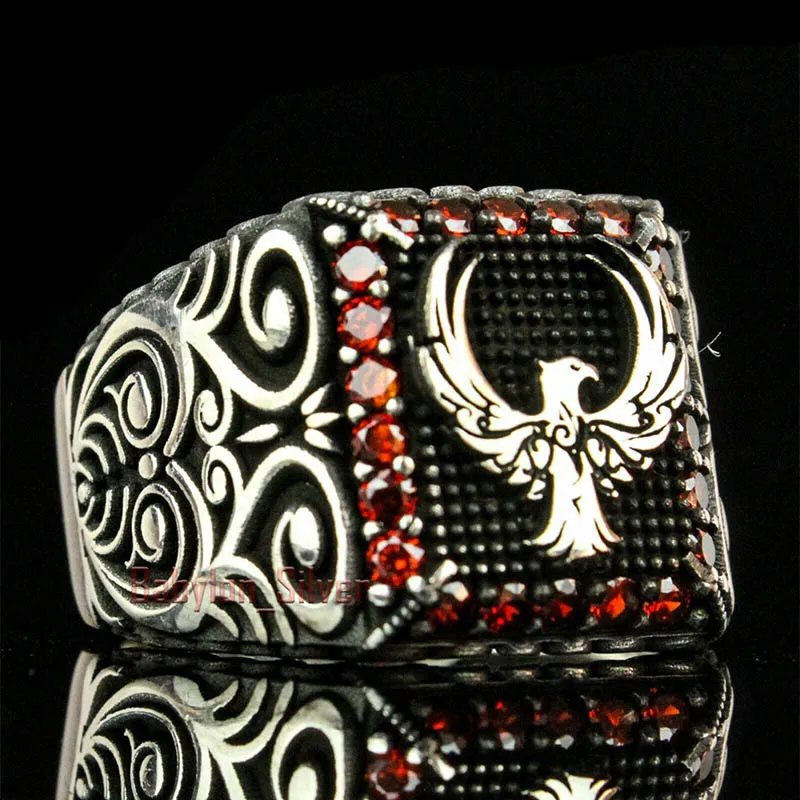 

Silver Eagle Micro-encrusted Zircon Men's Ring New Personality Retro Domineering Old Domineering Ring Jewelry Wholesale