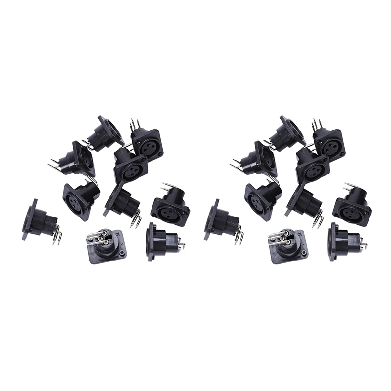 

20Pcs Black XLR 3Pin Female Jack Panel Mount Chassis PCB Socket Connector